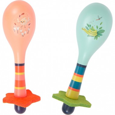 Maracas en bois pour bébé - Moulin Roty