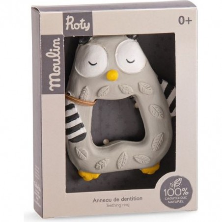Anneau de dentition caoutchouc Hibou Les moustaches - Moulin Roty