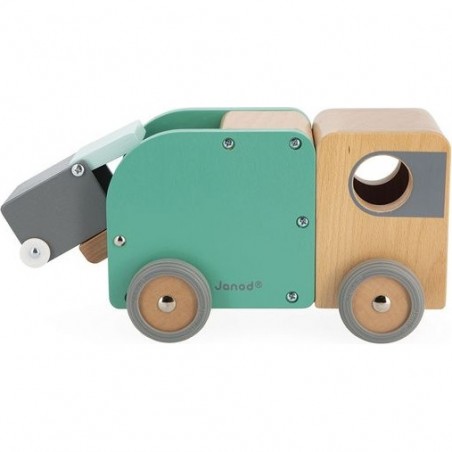 Jouet camion poubelle enfant - Camion en bois - Bolid Janod
