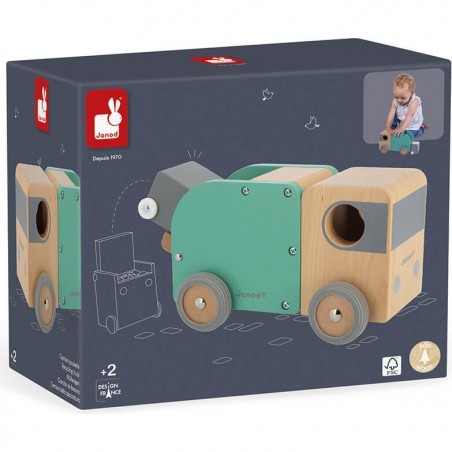 Jouet camion poubelle enfant - Camion en bois - Bolid Janod