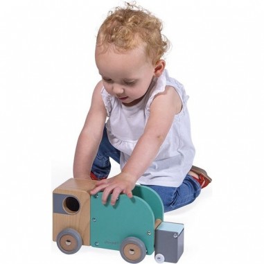 Jouet camion poubelle enfant - Camion en bois - Bolid Janod