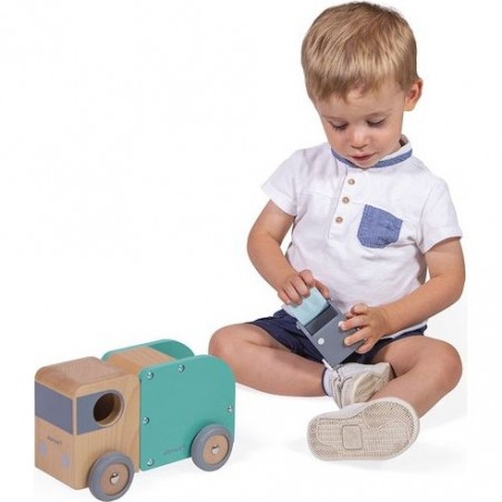 Jouet camion poubelle enfant - Camion en bois - Bolid Janod