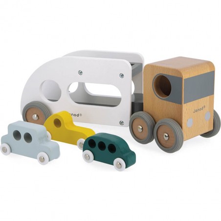 Camion porte voiture en bois - Véhicules en bois - Dès 2 ans - Janod