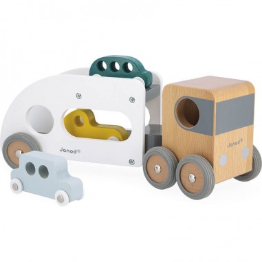Camion porte voiture en bois - Véhicules en bois - Dès 2 ans - Janod