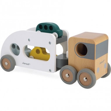 Camion porte voiture en bois - Véhicules en bois - Dès 2 ans - Janod