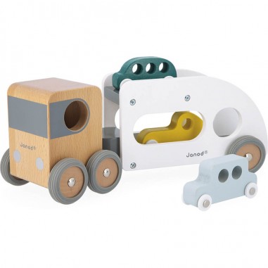 Camion porte voiture en bois - Véhicules en bois - Dès 2 ans - Janod