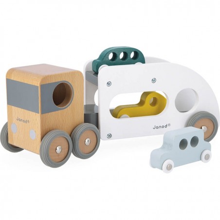 Camion porte voiture en bois - Véhicules en bois - Dès 2 ans - Janod
