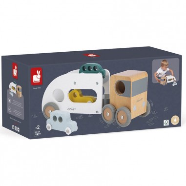Camion porte voiture en bois - Véhicules en bois - Dès 2 ans - Janod