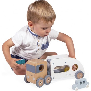 Camion porte voiture en bois - Véhicules en bois - Dès 2 ans - Janod