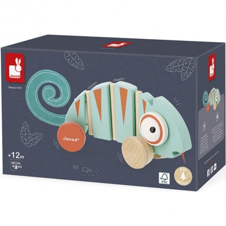Jouet à tirer caméléon Tropik - Jouet bébé 1 an - Janod