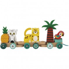 Train en bois pour bébé - Jouet à tirer Tropik - Janod 2