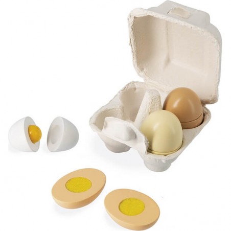 Oeufs en bois pour dinette - Accessoires cuisine enfant - Janod
