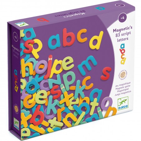 83 Lettres minuscules magnétiques en bois - Djeco