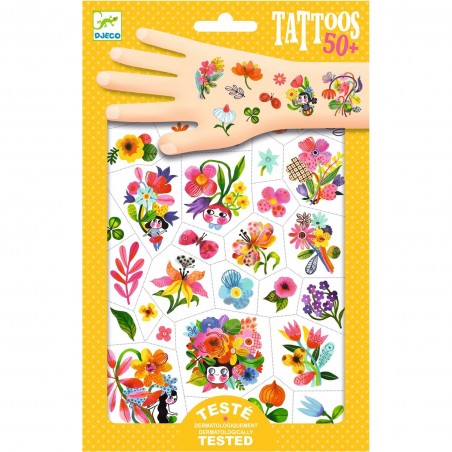 Tatouage temporaire Enfant - Fleurs Aqua Flor - Djeco