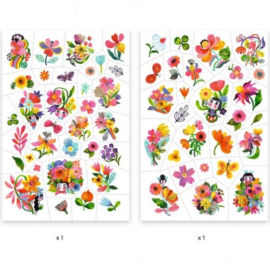Tatouage temporaire Enfant - Fleurs Aqua Flor - Djeco