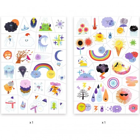 Tatouage temporaire enfant - Emojis Météo - Djeco