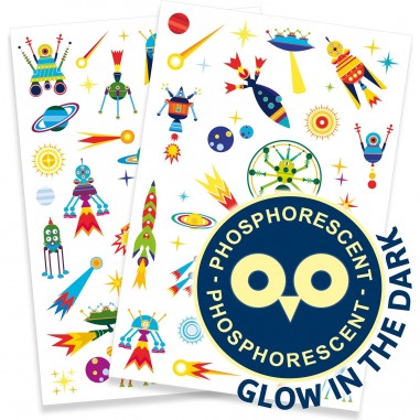 Tattoos Phosphorescents Espace, Fusée, Etoiles, Planètes - Djeco