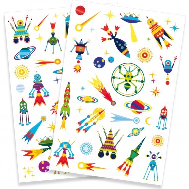 Tattoos Phosphorescents Espace, Fusée, Etoiles, Planètes - Djeco