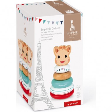 Empilable Culbuto Sophie la girafe - Jouet d'éveil à empiler bois - Janod