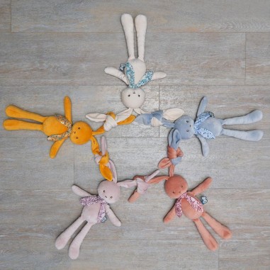 Doudou lapin Kaloo - Couleur Terracotta et velours cotelé