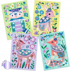 Tableaux à paillettes à métalliser - Animaux Bois joli - Djeco 2