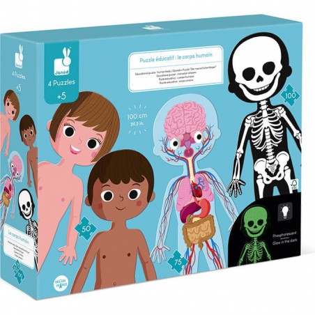 Puzzle corps humain - 4 Puzzles éducatifs géants dès 5 ans - Janod