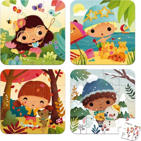 Puzzles évolutifs Les 4 Saisons - 4 puzzles : Puzzles 20 à 49 pièces - Janod
