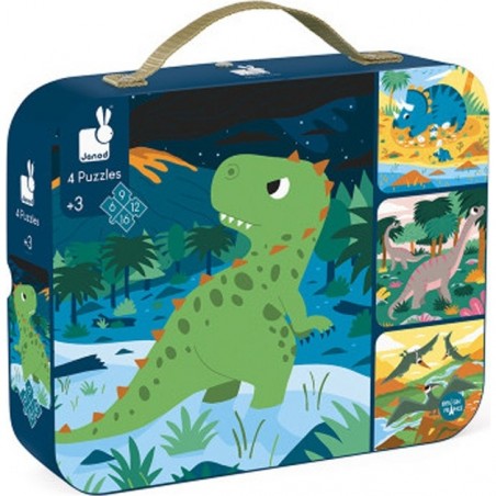 Puzzles évolutifs Dinosaures - 4 puzzles : Puzzles 20 à 49 pièces Janod