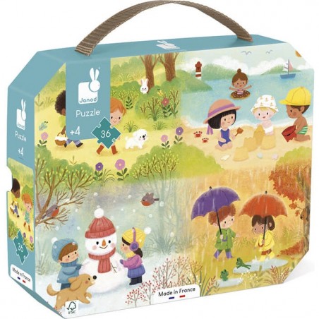 Puzzle enfant 4 ans - Puzzle saisons paysage, jouet enfant 4 ans - Janod