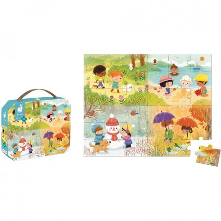 Puzzle enfant 4 ans - Puzzle saisons paysage, jouet enfant 4 ans - Janod