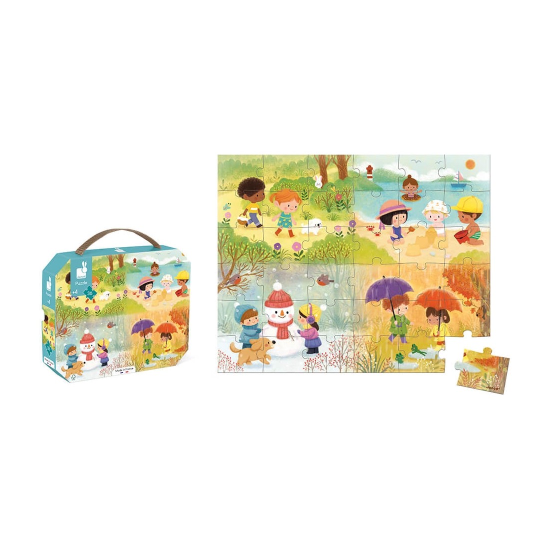 Puzzle enfant 4 ans - Puzzle saisons paysage, jouet enfant 4 ans - Janod
