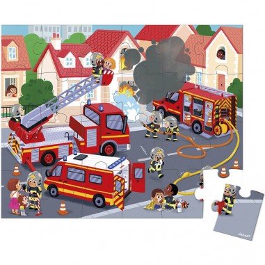 Le camion de pompier - Puzzle silhouette - 16 pièces - Djeco