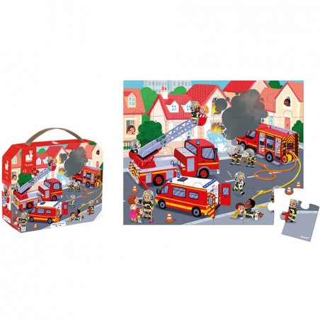 Puzzle enfant 3 ans - Puzzle pompier, jouet enfant 3 ans - Janod