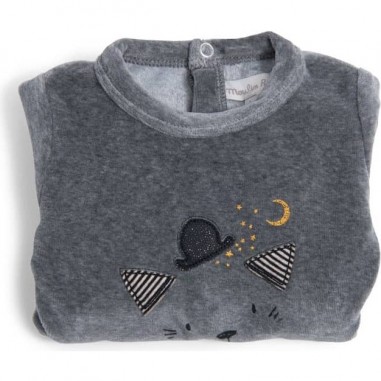 Moulin Roty pyjama velours 6 mois Les Moustaches