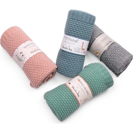 Couverture laine tricotée Après la pluie - Moulin Roty