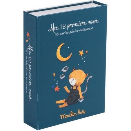 Mes 12 Premiers Mois Cartes de Naissance Les Moustaches - Moulin Roty