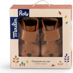 Chaussons cuir écureuil camel Pomme des bois 0/6 mois - Moulin Roty 2