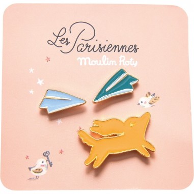 3 Pin's Chien Laqués Les Parisiennes de - Moulin Roty
