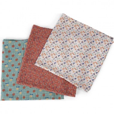 Moulin Roty - coffrets de 3 langes en coton bio - Pomme des bois