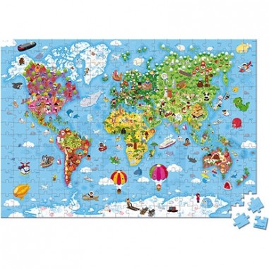 Puzzle géant carte du monde 300 pièces - Janod