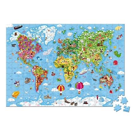 Puzzle géant carte du monde 300 pièces - Janod