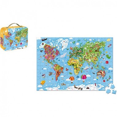 Puzzle géant carte du monde 300 pièces - Janod