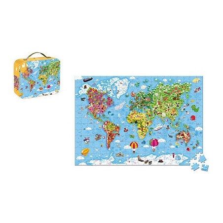 Puzzle géant carte du monde 300 pièces - Janod