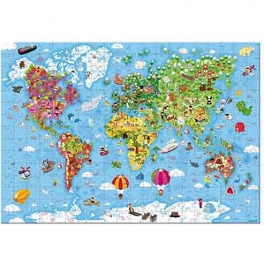 Puzzle géant carte du monde 300 pièces - Janod