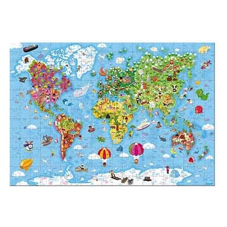 Puzzle géant carte du monde 300 pièces - Janod