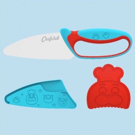 Couteau du chef bleu et rouge - Atelier cuisine enfant - Chefclub