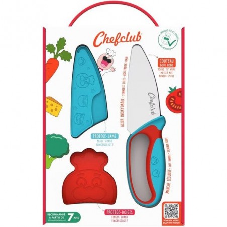 Couteau du chef bleu et rouge - Atelier cuisine enfant - Chefclub