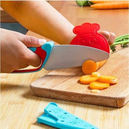 Couteau du chef bleu et rouge - Atelier cuisine enfant - Chefclub