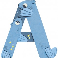 Lettre A bleu en bois - Moulin Roty