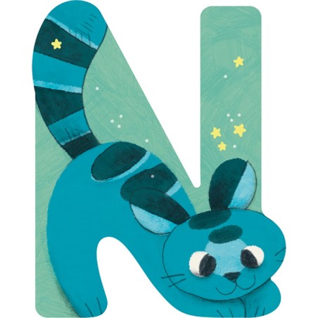 Lettre N bleu en bois - Moulin Roty